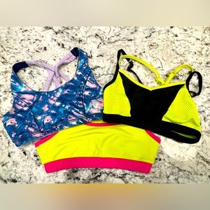 Girls 3 piece bundle of sports bras